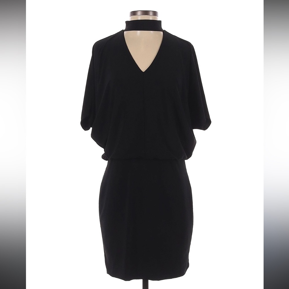 White House Black Market Drama Sleeve Mock Neck Shift Dress Sz Small Black